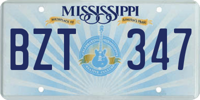 MS license plate BZT347