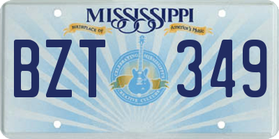 MS license plate BZT349