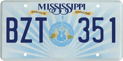 MS license plate BZT351