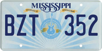 MS license plate BZT352