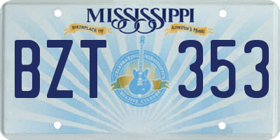 MS license plate BZT353