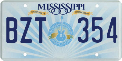 MS license plate BZT354