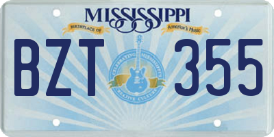 MS license plate BZT355