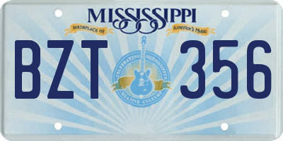 MS license plate BZT356