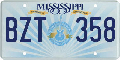 MS license plate BZT358