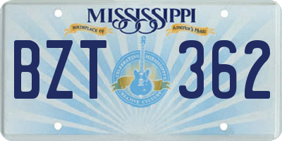 MS license plate BZT362