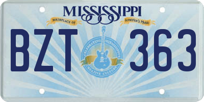MS license plate BZT363