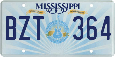 MS license plate BZT364