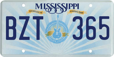 MS license plate BZT365