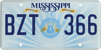 MS license plate BZT366