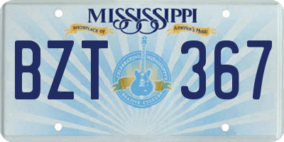 MS license plate BZT367
