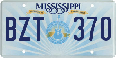 MS license plate BZT370