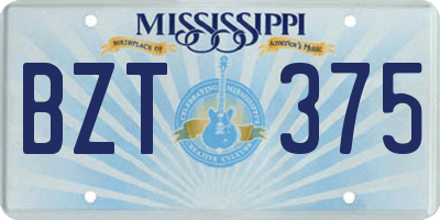 MS license plate BZT375