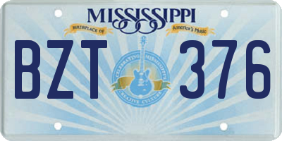 MS license plate BZT376