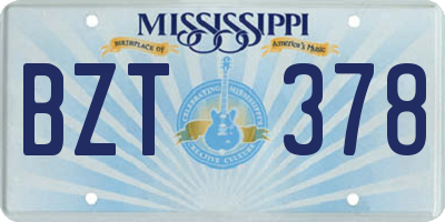 MS license plate BZT378