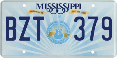 MS license plate BZT379