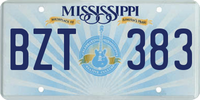 MS license plate BZT383