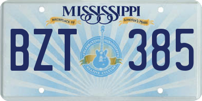 MS license plate BZT385