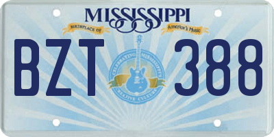 MS license plate BZT388