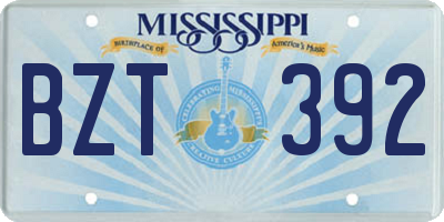 MS license plate BZT392