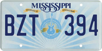 MS license plate BZT394