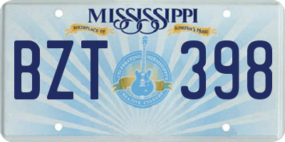 MS license plate BZT398