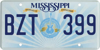 MS license plate BZT399