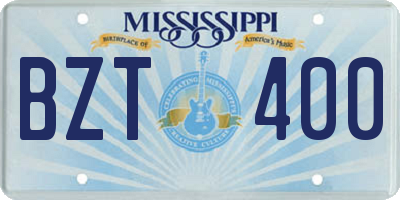 MS license plate BZT400