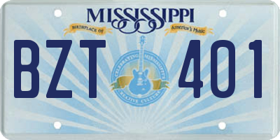 MS license plate BZT401