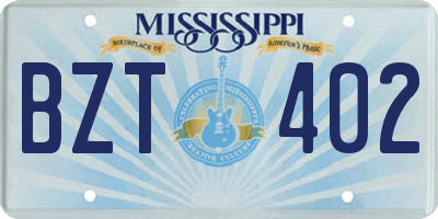 MS license plate BZT402