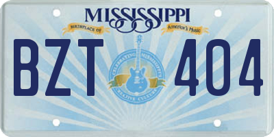 MS license plate BZT404