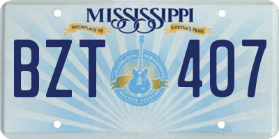 MS license plate BZT407