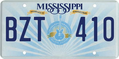 MS license plate BZT410