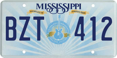 MS license plate BZT412