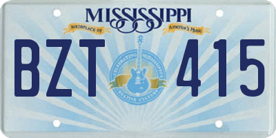 MS license plate BZT415