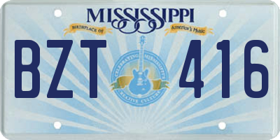 MS license plate BZT416