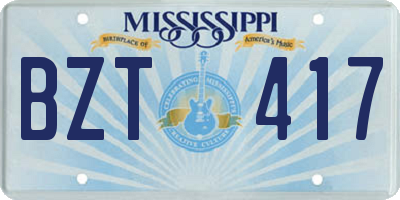 MS license plate BZT417