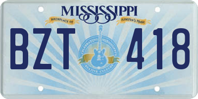 MS license plate BZT418