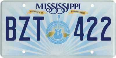 MS license plate BZT422