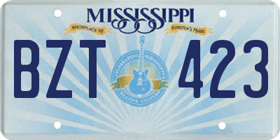 MS license plate BZT423