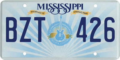 MS license plate BZT426