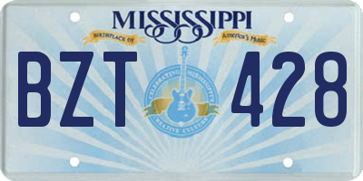 MS license plate BZT428