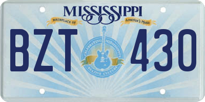 MS license plate BZT430