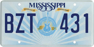 MS license plate BZT431