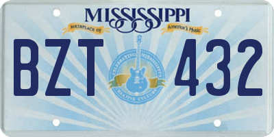 MS license plate BZT432