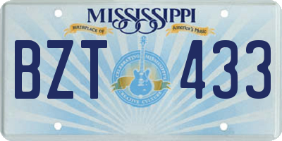 MS license plate BZT433