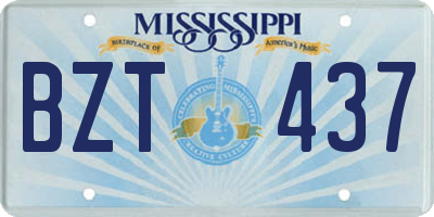 MS license plate BZT437