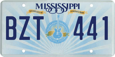 MS license plate BZT441