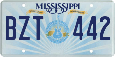 MS license plate BZT442