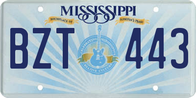 MS license plate BZT443